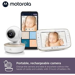 VM855 Connected Wifi 5" Video Baby Monitor, with portable & motorized cam and Flex Mount, incl. App