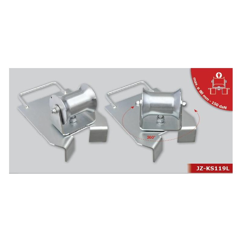 Galvanised Cable Roller Guide With Swivel and Angled Base for Edges